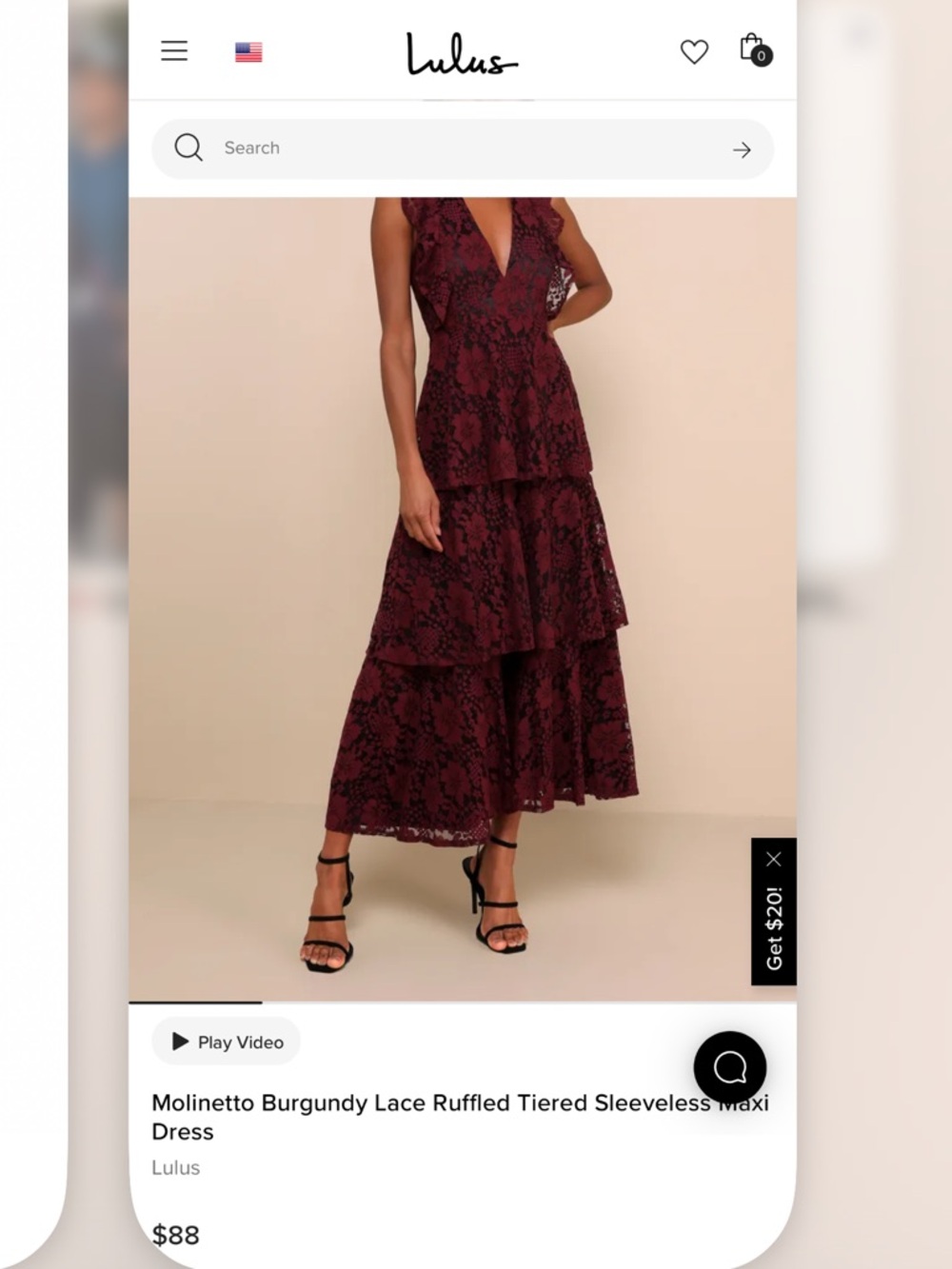 Lulu's Wine Lace Tiered V-Neck Maxi Dress - Picture 5 of 5